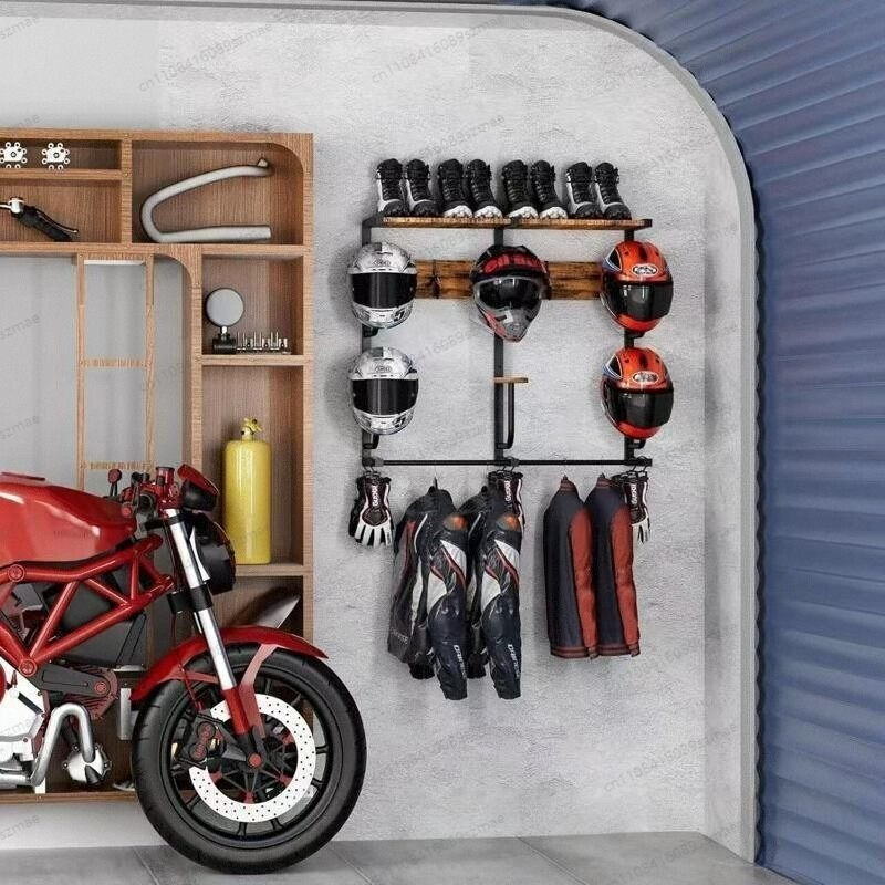 Wall-mounted helmet rack, mult - огляд і ціна Motorcycle Gear Garage Storage